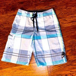 Small O’Neill Plaid Blue board shorts